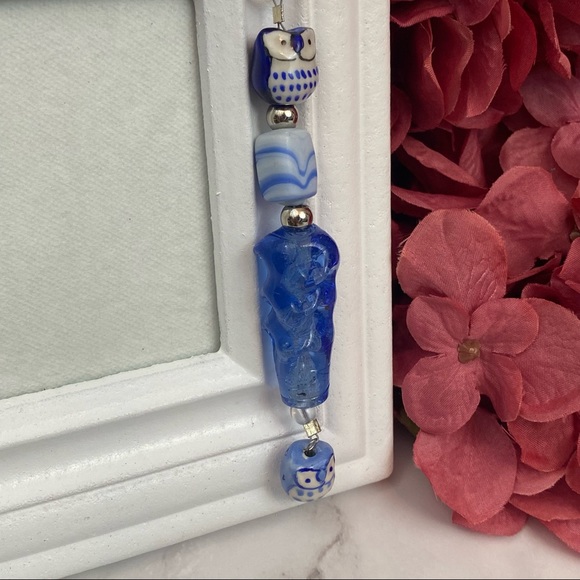 Beaded Blue Owl Purse Charm Bag Accessory - Picture 3 of 16